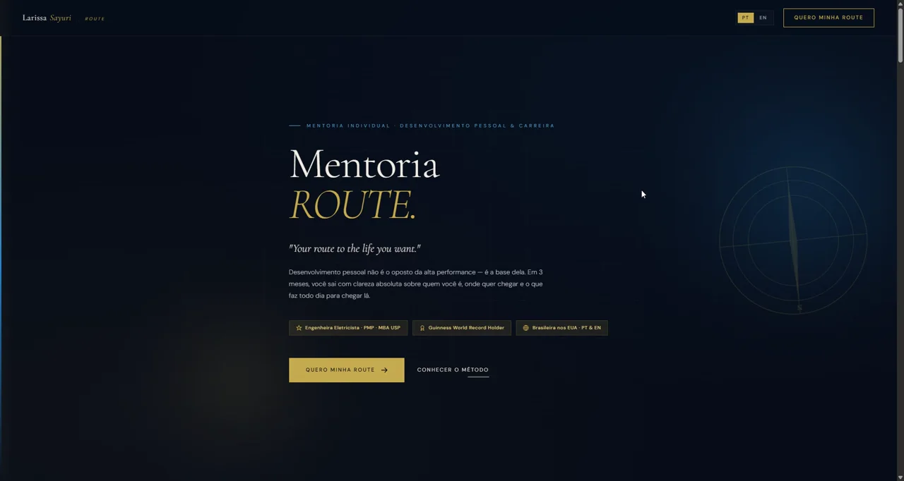 Landing page da Mentoria Route