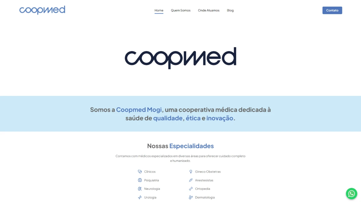 Site da Coopmed Mogi